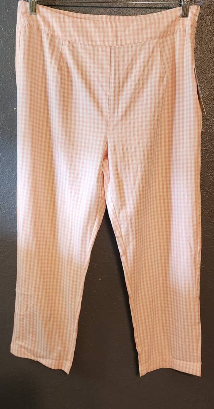 Cyrus Pink and White Plaid Side Zip High Rise Cropped Perfect for spring 12